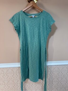 J. Crew Mint Green Midi Tee Dress with Side Ties 100% cotton